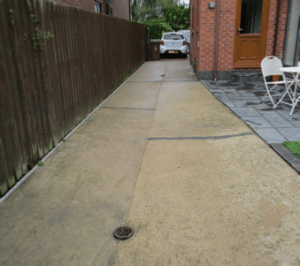 Concrete driveway in Cottingham. Broken and some parts damaged