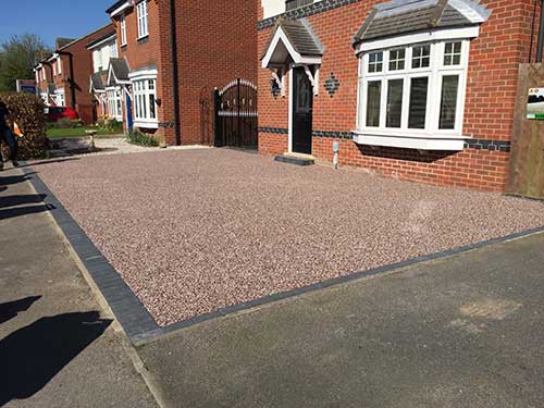 Completed resin driveway in red